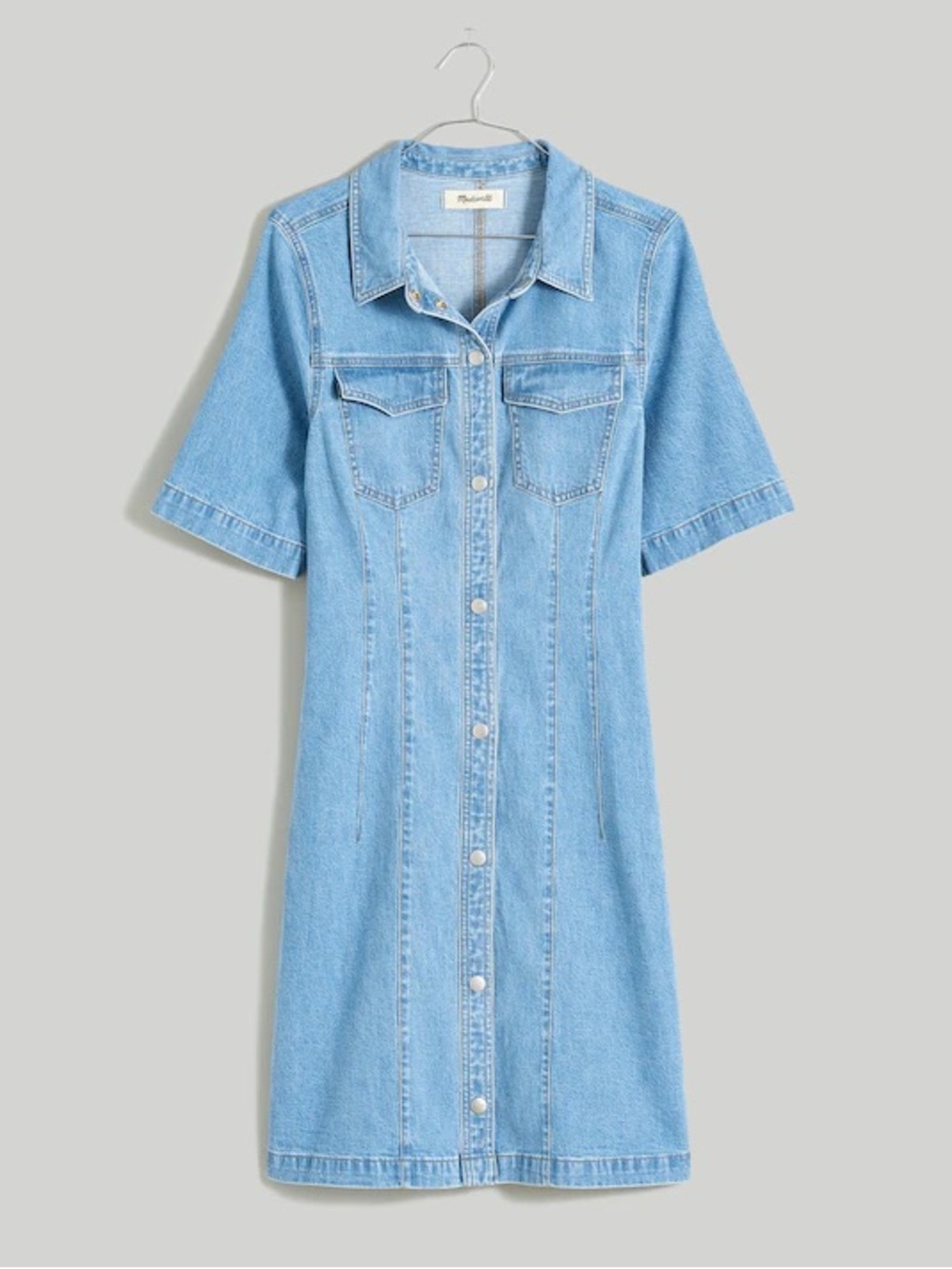 Madewell Denim Seamed Mini Shirtdress Palermo Wash Size 12 NWT - Picture 1 of 12